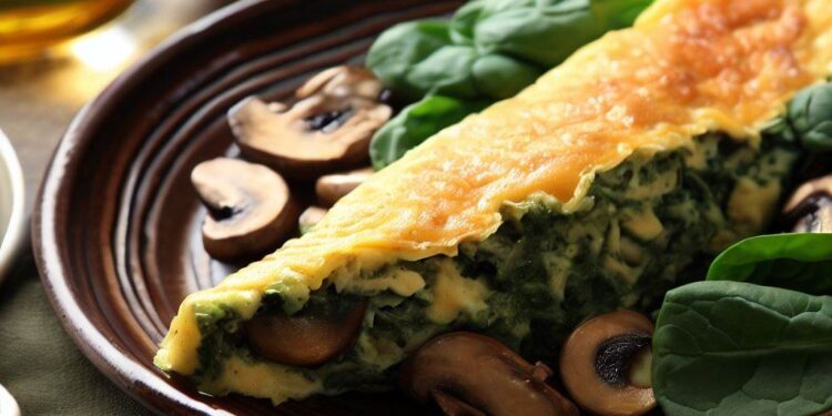 Omelete de Espinafre e Cogumelos: Saboreie e Emagreça! 2 Omelete de Espinafre e Cogumelos