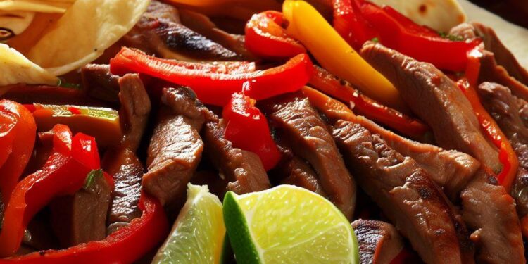 Fajitas Mexicanas : Tiras de Carne Temperadas e Grelhadas 2 Fajitas Mexicanas: Tiras de Carne Temperadas e Grelhadas